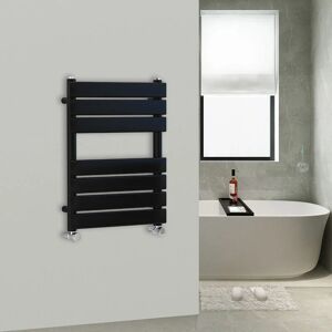 Warmehaus - 650x500mm Flat Panel Heated Towel Rail Central Heating Towel Warmer for Bathroom Kitchen Black