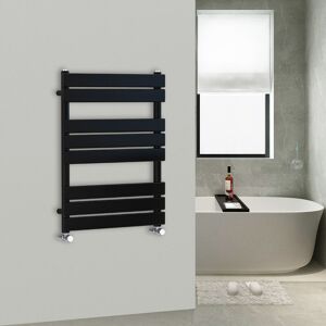 Warmehaus - 800x600mm Flat Panel Heated Towel Rail Central Heating Towel Warmer for Bathroom Kitchen Black