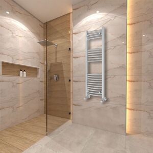 Warmehaus - Curved Heated Towel Rail Central Heating for Bathroom Kitchen Radiator Ladder Chrome 1200x400mm