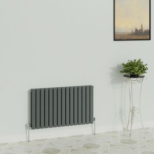 WARMEHAUS Horizontal 600x1020mm Flat Panel Column Designer Radiator Anthracite Double Radiators Central Heating for Bathroom Bedroom Kitchen Hallway Living