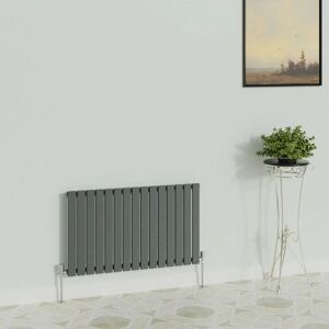 WARMEHAUS Horizontal 600x1020mm Flat Panel Column Designer Radiator Anthracite Single Radiators Central Heating for Bathroom Bedroom Kitchen Hallway Living