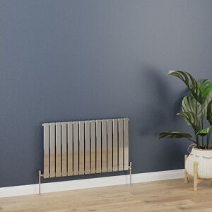 WARMEHAUS Horizontal 600x1020mm Flat Panel Column Designer Radiator Chrome Single Radiators Central Heating for Bathroom Bedroom Kitchen Hallway Living Room