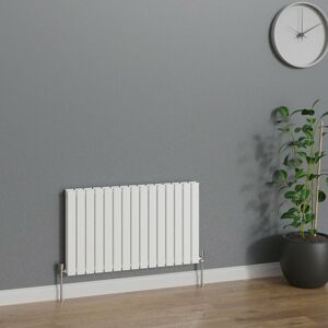 WARMEHAUS Horizontal 600x1020mm Flat Panel Column Designer Radiator White Double Radiators Central Heating for Bathroom Bedroom Kitchen Hallway Living Room