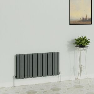 WARMEHAUS Horizontal 600x1156mm Flat Panel Column Designer Radiator Anthracite Double Radiators Central Heating for Bathroom Bedroom Kitchen Hallway Living