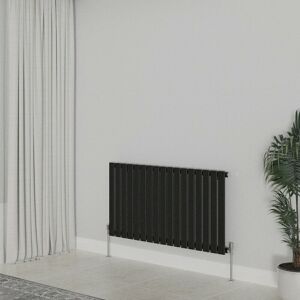 WarmeHaus Horizontal 600x1156mm Flat Panel Column Designer Radiator Black Single Radiators Central Heating for Bathroom Bedroom Kitchen Hallway