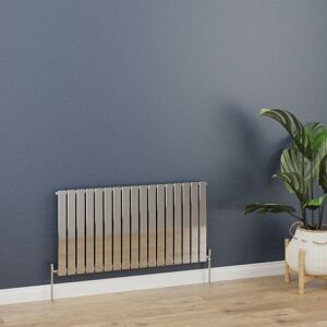 WARMEHAUS Horizontal 600x1156mm Flat Panel Column Designer Radiator Chrome Single Radiators Central Heating for Bathroom Bedroom Kitchen Hallway Living Room