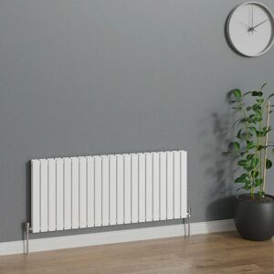 WarmeHaus Horizontal 600x1428mm Flat Panel Column Designer Radiator White Double Radiators Central Heating for Bathroom Bedroom Kitchen Hallway