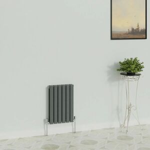 WARMEHAUS Horizontal 600x408mm Flat Panel Column Designer Radiator Anthracite Double Radiators Central Heating for Bathroom Bedroom Kitchen Hallway Living Room