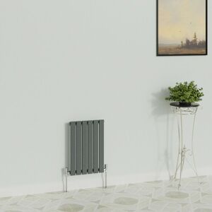 WarmeHaus Horizontal 600x408mm Flat Panel Column Designer Radiator Anthracite Single Radiators Central Heating for Bathroom Bedroom Kitchen Hallway