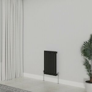 WARMEHAUS Horizontal 600x408mm Flat Panel Column Designer Radiator Black Single Radiators Central Heating for Bathroom Bedroom Kitchen Hallway Living Room