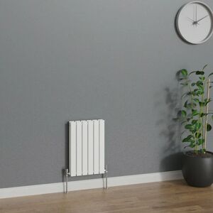 WARMEHAUS Horizontal 600x408mm Flat Panel Column Designer Radiator White Double Radiators Central Heating for Bathroom Bedroom Kitchen Hallway Living Room