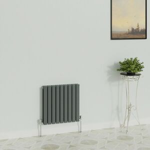 WarmeHaus Horizontal 600x612mm Flat Panel Column Designer Radiator Anthracite Double Radiators Central Heating for Bathroom Bedroom Kitchen Hallway