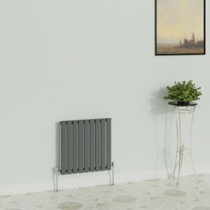 WARMEHAUS Horizontal 600x612mm Flat Panel Column Designer Radiator Anthracite Single Radiators Central Heating for Bathroom Bedroom Kitchen Hallway Living Room