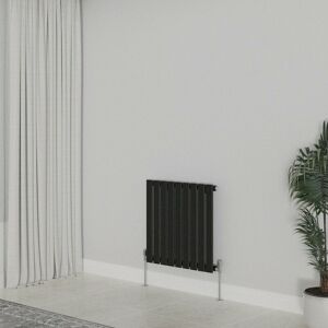 WARMEHAUS Horizontal 600x612mm Flat Panel Column Designer Radiator Black Single Radiators Central Heating for Bathroom Bedroom Kitchen Hallway Living Room