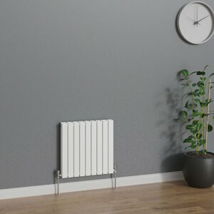 WARMEHAUS Horizontal 600x612mm Flat Panel Column Designer Radiator White Double Radiators Central Heating for Bathroom Bedroom Kitchen Hallway Living Room