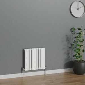 WARMEHAUS Horizontal 600x612mm Flat Panel Column Designer Radiator White Single Radiators Central Heating for Bathroom Bedroom Kitchen Hallway Living Room