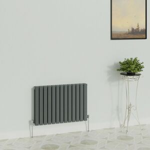 WarmeHaus Horizontal 600x884mm Flat Panel Column Designer Radiator Anthracite Double Radiators Central Heating for Bathroom Bedroom Kitchen Hallway