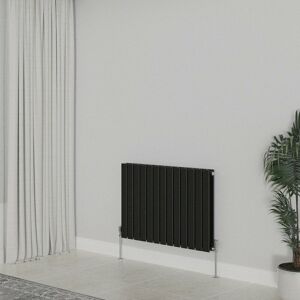 WARMEHAUS Horizontal 600x884mm Flat Panel Column Designer Radiator Black Double Radiators Central Heating for Bathroom Bedroom Kitchen Hallway Living Room