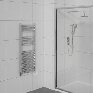 Warmehaus - Prefilled Electric Curved Heated Towel Rail Radiator for Bathroom Kitchen Chrome 1100x500mm - 250W