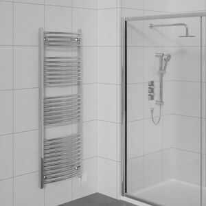 Warmehaus - Prefilled Electric Curved Heated Towel Rail Radiator for Bathroom Kitchen Chrome 1500x600mm - 600W