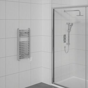 Warmehaus - Prefilled Electric Curved Heated Towel Rail Radiator for Bathroom Kitchen Chrome 700x400mm - 150W