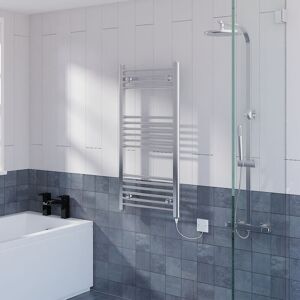 Warmehaus - Prefilled Electric Straight Heated Towel Rail Radiator for Bathroom Kitchen Chrome 1000x500mm - 200W