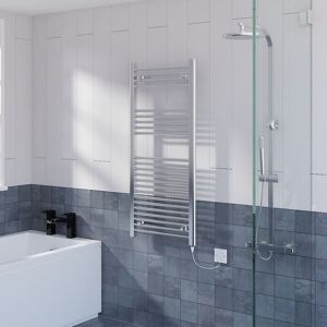 Warmehaus - Prefilled Electric Straight Heated Towel Rail Radiator for Bathroom Kitchen Chrome 1100x500mm - 250W