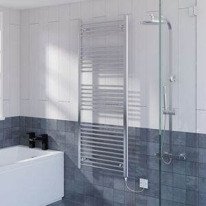 Warmehaus - Prefilled Electric Straight Heated Towel Rail Radiator for Bathroom Kitchen Chrome 1500x600mm - 600W