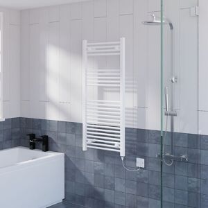 Warmehaus - Prefilled Electric Straight Heated Towel Rail Radiator for Bathroom Kitchen White 1100x500mm - 250W