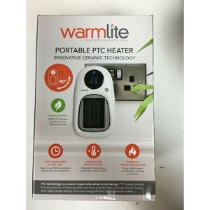 Warmlite - White Portable Small compact Plug in ptc Heater, timer, energy saver,