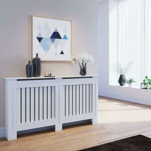 TEETOK White Radiator Cover Grill Shelf Cabinet MDF丨Wood Modern Traditional Furniture h 81.5 x w 152 x d 19 cm