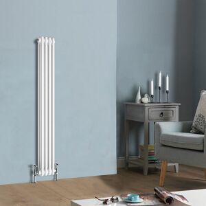 NRG 1500 x 200 mm Traditional White Vertical Cast Iron Radiator Triple Column
