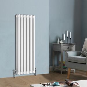 NRG - 1500 x 560 mm Traditional White Vertical Cast Iron Radiator Triple Column