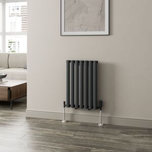 Duratherm - Anthracite Oval Column Designer Radiator Vertical Horizontal 600 x 420mm Single Panel