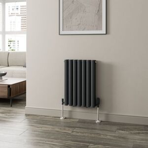 Duratherm - Anthracite Oval Column Designer Radiator Vertical Horizontal 600 x 420mm Double Panel