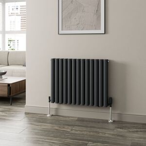 Duratherm - Anthracite Oval Column Designer Radiator Vertical Horizontal 600 x 780mm Double Panel