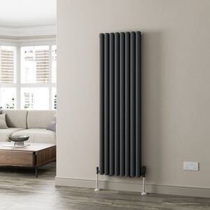 Duratherm - Anthracite Oval Column Designer Radiator Vertical Horizontal 1600 x 480mm Double Panel