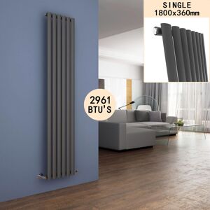 Elegant - 1800 x 360 mm Anthracite Vertical Oval Column Radiator Single Panel Designer Radiators