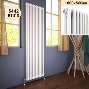 Elegant - 1800 x 560 mm Traditional Vertical Radiator Cast Iron Double Panel Designer Radiators Central Heating uk