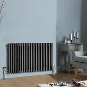 NRG - 600 x 1190mm Traditional Anthracite Horizontal Cast Iron Style Radiator Triple Column