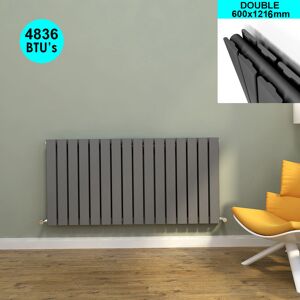 Elegant - 600 x 1216 mm Anthracite Designer Radiator Horizontal Column Double Flat Panel Radiator Heater