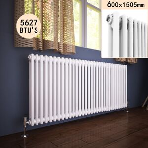 Elegant - 600 x 1505 mm Traditional Column Radiators Horizontal Double Panel Cast Iron Central Heating Rads