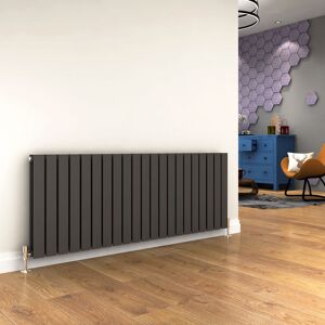 Elegant - 600 x 1596 mm Horizontal Column Radiator Double Flat Panel Anthracite Designer Radiator