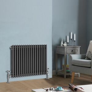 NRG - 600 x 830mm Traditional Anthracite Horizontal Cast Iron Style Radiator Triple Column