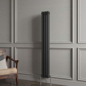 Aica Sanitaire - Biubiubath Traditional Cast Iron Style Radiator Vertical 3 Column Black 1500x200mm