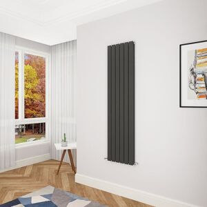 AICA SANITAIRE Acezanble Black Flat Panel Radiator 1600 x 408mm Double Panel