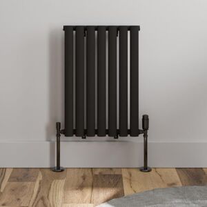 Duratherm - Black Oval Column Designer Radiator Vertical Horizontal 600 x 420mm Single Panel