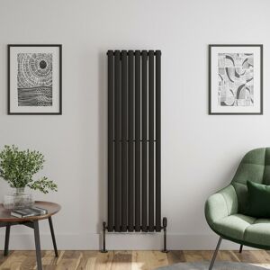 Duratherm - Black Oval Column Designer Radiator Vertical Horizontal 1600 x 480mm Single Panel