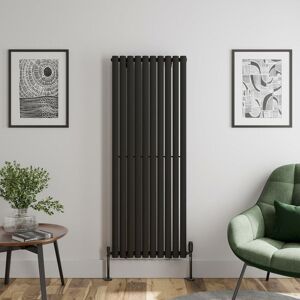 Duratherm - Black Oval Column Designer Radiator Vertical Horizontal 1600 x 600mm Single Panel