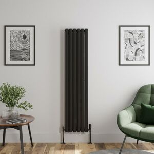 Duratherm - Black Oval Column Designer Radiator Vertical Horizontal 1600 x 360mm Double Panel